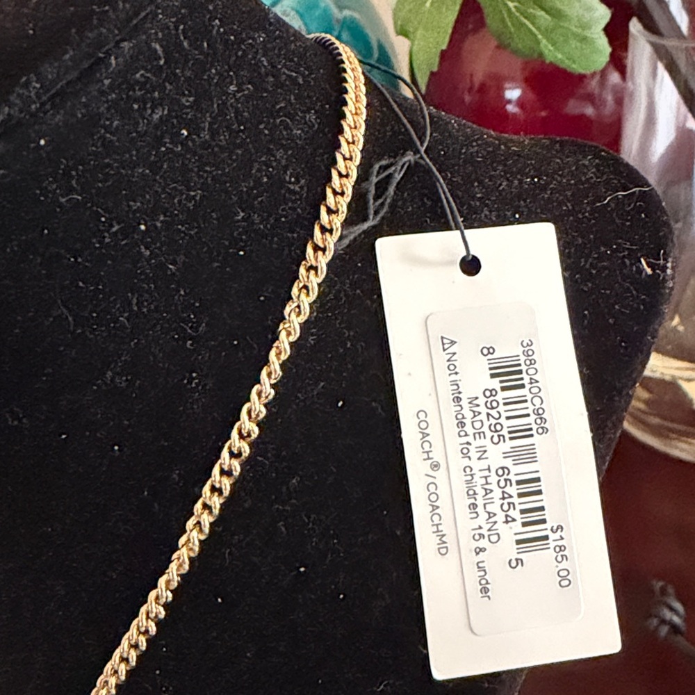 NWT Coach Signature Logo Charm Pavé and Enamel Necklace with dustbag - Picture 8 of 8